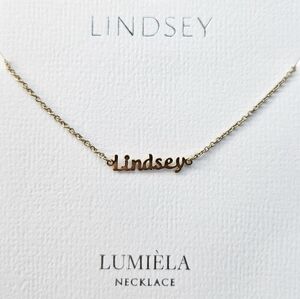 🌸 LINDSEY Script Name Chain Goldtone Necklace 🌸